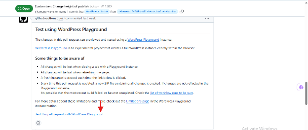 Test Using WordPress Playground