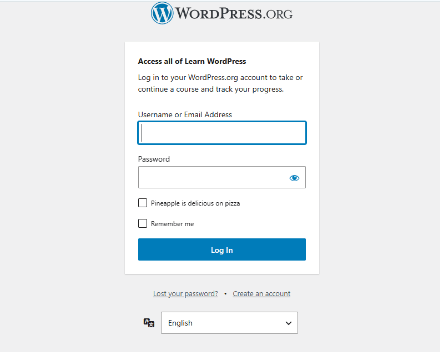 WordPress.org login